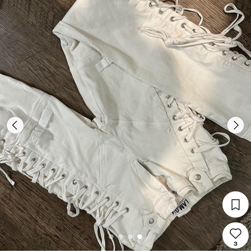 Iamgia Women's White Lace-Up Pants